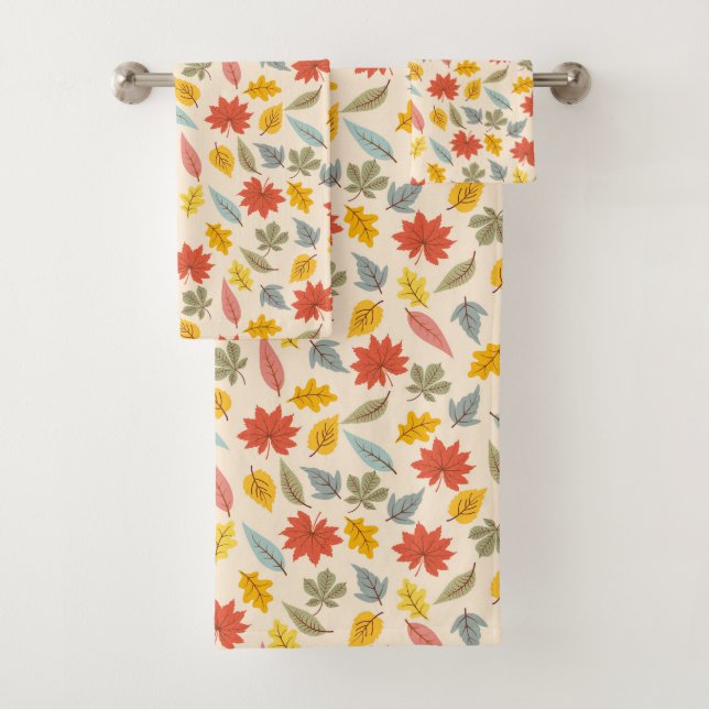 Conjunto De Toalhas Padrão de queda de folhas colorida (Insitu)