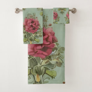 Conjunto De Toalhas Padrão de Rosa vermelha Victoriana Elegante