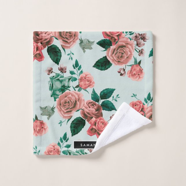 Conjunto De Toalhas Padrão de rosas (Pano de lavar)