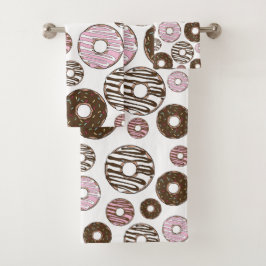 Conjunto De Toalhas Padrão De Rosquinhas, Rosquinhas Rosa, Rosquinhas