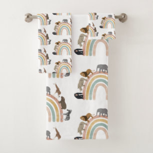 Conjunto De Toalhas Padrão de Selva Arco-Íris de Cores Terrestres