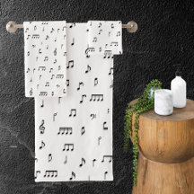 Padrão de Símbolo de Notas Musicais Pretas e Branc