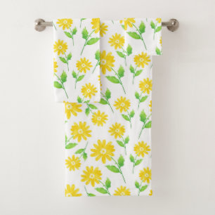 Conjunto De Toalhas Padrão de Sistemas de Margarida Amarelo
