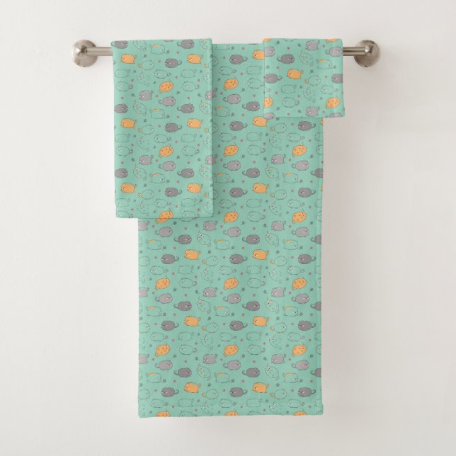 Conjunto De Toalhas Padrão de Sonhos de Gato Sonolento Fofo e Aconcheg (Insitu)