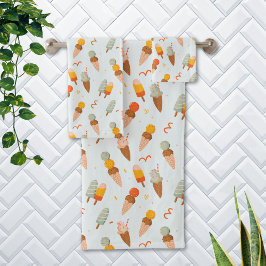 Conjunto De Toalhas Padrão de Sorvete de Verão Fofo