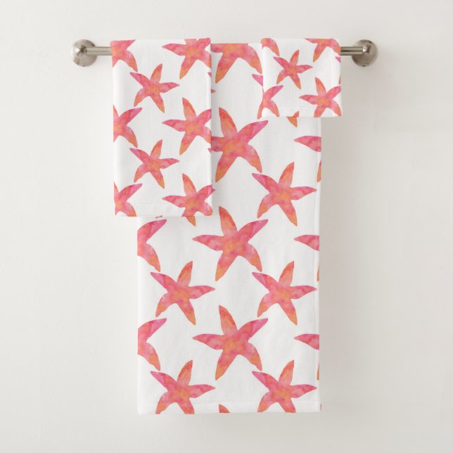 Conjunto De Toalhas Padrão de Starfish de Aquarela (Insitu)
