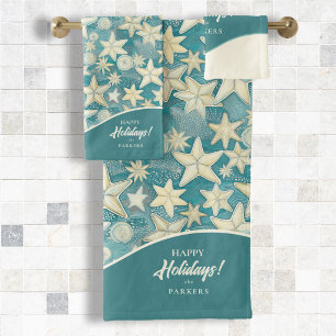 Conjunto De Toalhas Padrão de Starfish e Dólares de Areia Estilizado#2
