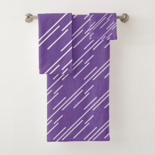 Conjunto De Toalhas Padrão de Stripes Brancas Elegante Roxo Real