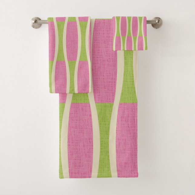 Conjunto De Toalhas Padrão de stripes de pino moderno do Meio século r (Insitu)