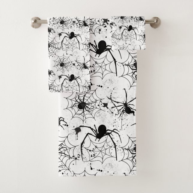 Conjunto De Toalhas Padrão de Teia de Aranha de Halloween  (Insitu)