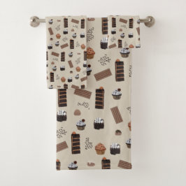 Conjunto De Toalhas Padrão de Tema de Chocolate
