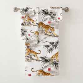 Conjunto De Toalhas padrão de tigre