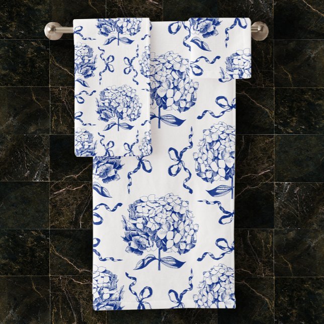 Conjunto De Toalhas Padrão de Toile de Arco de Hydrangea azul de pré-d (Criador carregado)