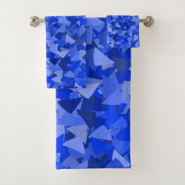 Conjunto De Toalhas Padrão de Triângulo Azul