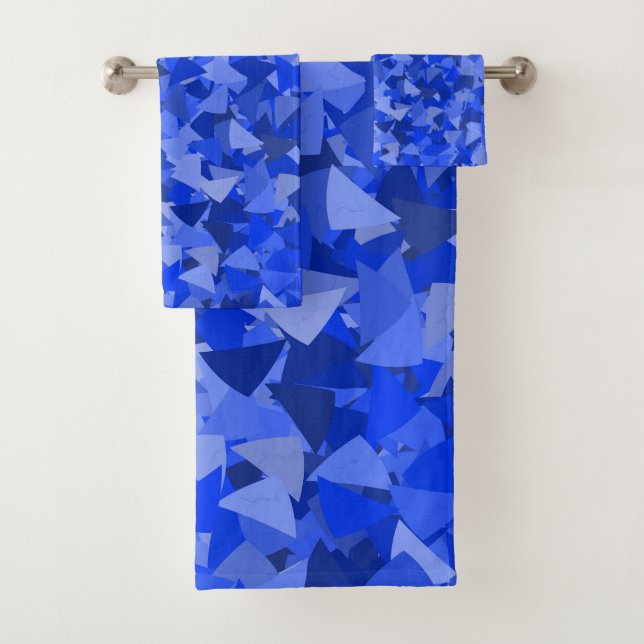 Conjunto De Toalhas Padrão de Triângulo Azul (Insitu)
