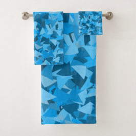 Conjunto De Toalhas Padrão de Triângulo Azul