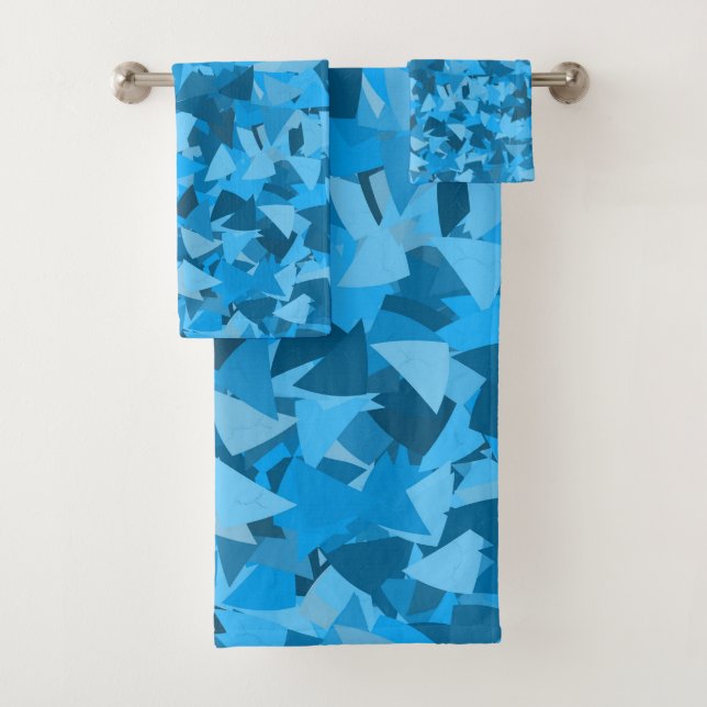 Conjunto De Toalhas Padrão de Triângulo Azul (Insitu)