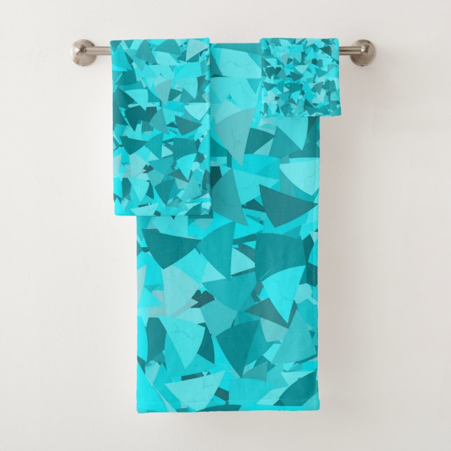 Conjunto De Toalhas Padrão de Triângulo Azul Turquesa (Insitu)