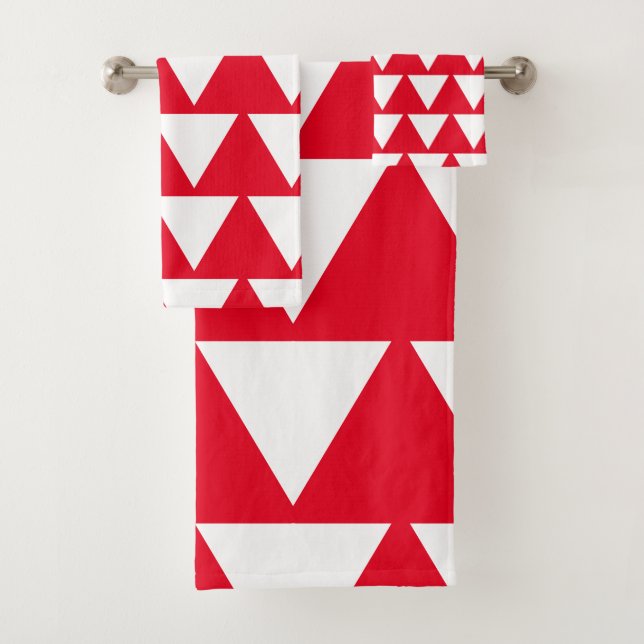 Conjunto De Toalhas Padrão de triângulo branco vermelho Trabalho de ar (Insitu)
