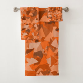 Conjunto De Toalhas Padrão de Triângulo Castanho Laranja