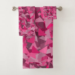 Conjunto De Toalhas Padrão de Triângulo Cinza Rosa