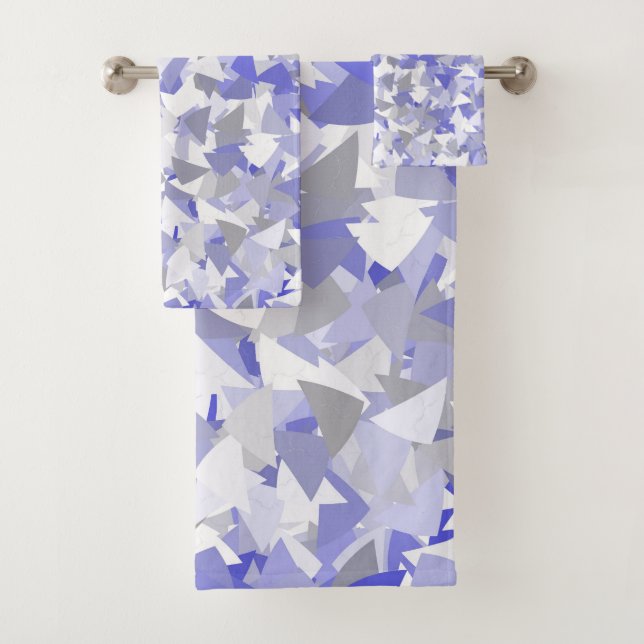 Conjunto De Toalhas Padrão de Triângulo Cinza Roxo (Insitu)