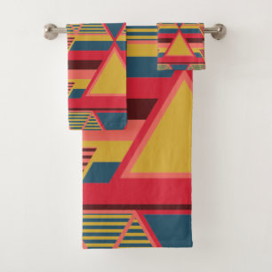 Conjunto De Toalhas Padrão de Triângulo Colorido Pan-Africano