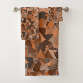 Conjunto De Toalhas Padrão de Triângulo Laranja Marrom