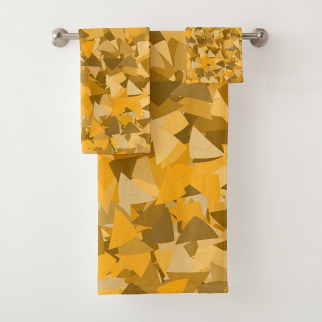 Conjunto De Toalhas Padrão de Triângulo Laranja Marrom (Insitu)