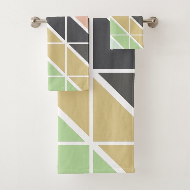 Conjunto De Toalhas Padrão de triângulo moderno simples em tons suaves (Insitu)