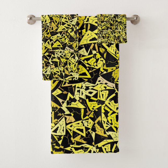 Conjunto De Toalhas Padrão de Triângulo Preto Amarelo (Insitu)