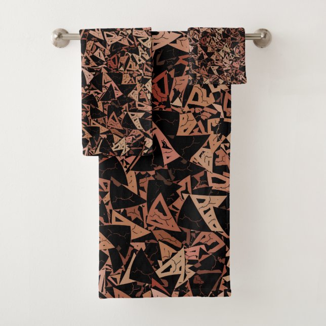 Conjunto De Toalhas Padrão de Triângulo Preto Castanho (Insitu)