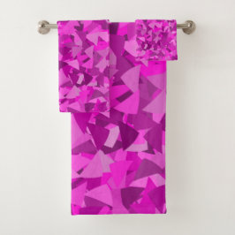 Conjunto De Toalhas Padrão de Triângulo Roxo Rosa