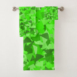 Conjunto De Toalhas Padrão de Triângulo Verde