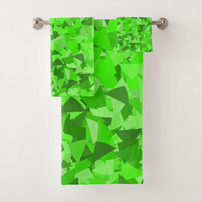 Conjunto De Toalhas Padrão de Triângulo Verde (Insitu)