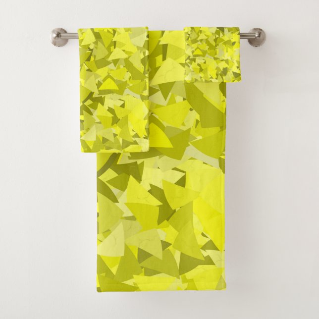 Conjunto De Toalhas Padrão de Triângulo Verde Amarelo (Insitu)