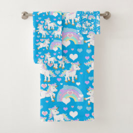 Conjunto De Toalhas Padrão de Unicórnio Bonito