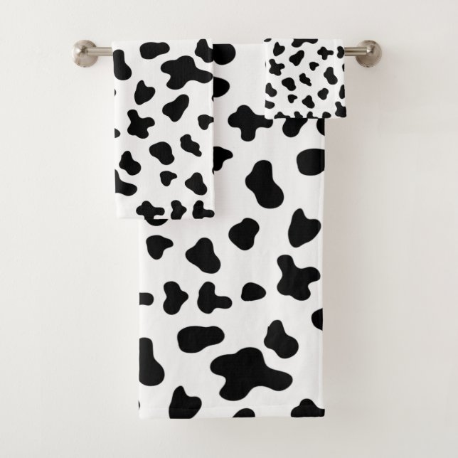 Conjunto De Toalhas Padrão de vaca preto e branco country  (Insitu)