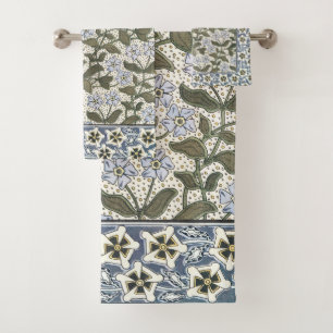 Conjunto De Toalhas Padrão de Vieira Azul do Periwinkle Vinca