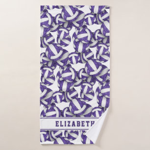 Conjunto De Toalhas Padrão de volicbolas de meninas personalizado roxo