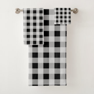Conjunto De Toalhas Padrão de Xadrez de Buffalo Preto e Branco