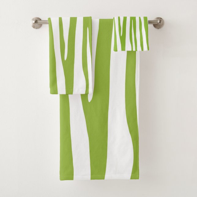 Conjunto De Toalhas padrão de zebra branca e verde limão (Insitu)