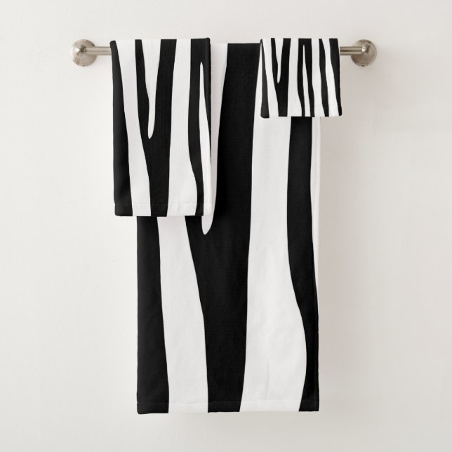 Conjunto De Toalhas Padrão de zebra preto e branco, design moderno (Insitu)