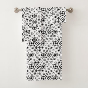 Conjunto De Toalhas Padrão decorativo arabesco preto e branco fofo