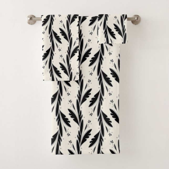 Conjunto De Toalhas Padrão Decorativo de Vinhas Negras (Insitu)