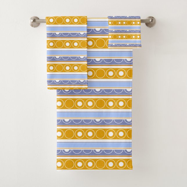 Conjunto De Toalhas Padrão distribuído com círculos e anéis estilo ret (Insitu)