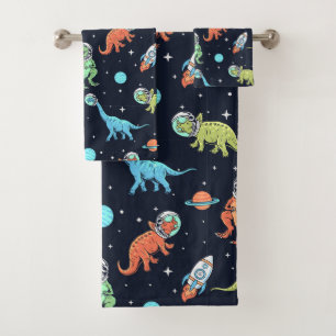 Conjunto De Toalhas Padrão do Astronauta do Dinossauro para Crianças