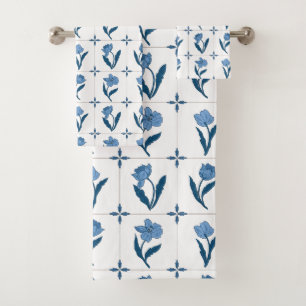 Conjunto De Toalhas Padrão do Azulejo Delft