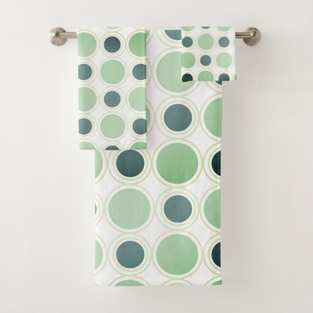 Conjunto De Toalhas Padrão do círculo verde moderno do meio século (Insitu)