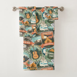 Conjunto De Toalhas Padrão do Explorador de viagens vintage